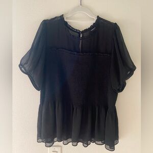 Torrid Tiered Black Sheer Smocked Babydoll Puff Short Sleeve Plus Size 3